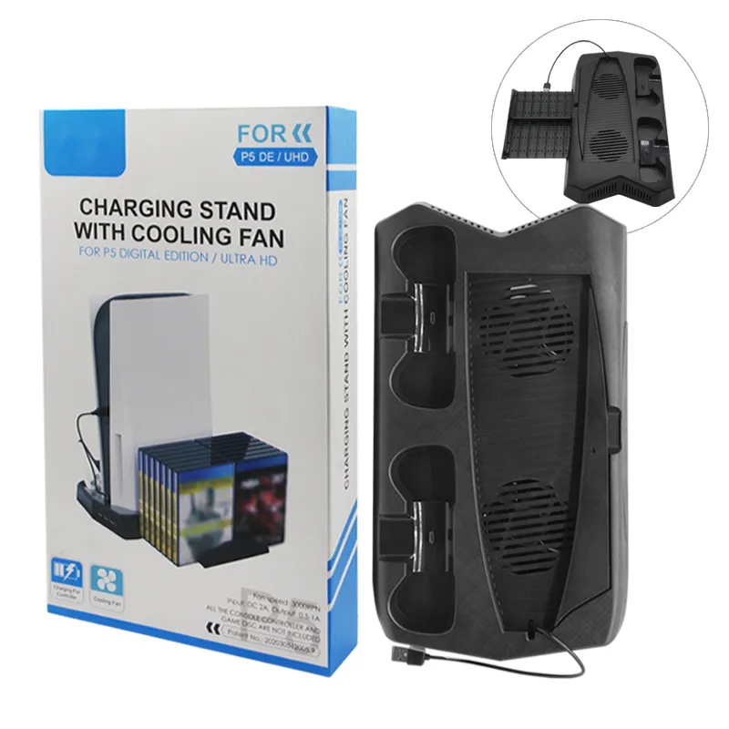 Charging stand with cooling fan for PS5 digital edition/ultra HD