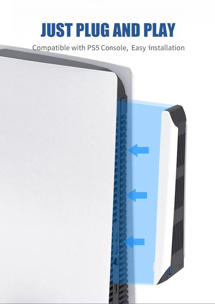 PS5 Cooling Fan with 3-Fans Cooler Extended USB Interface for PS5 Console