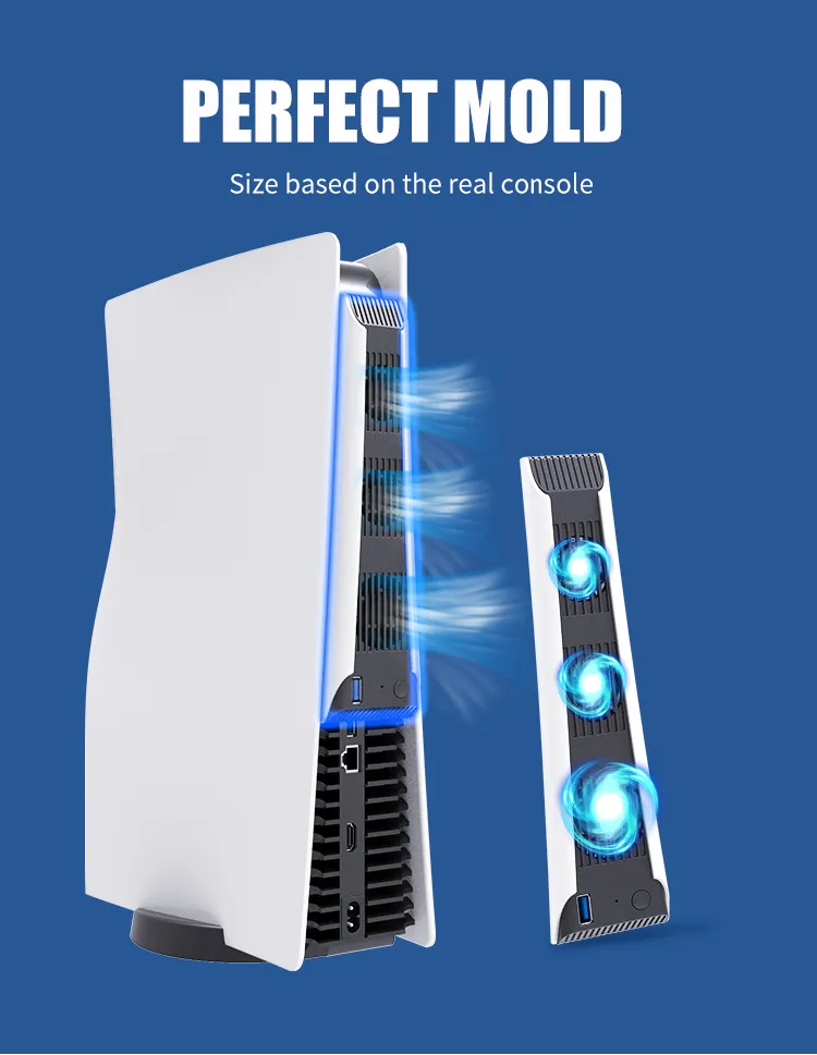 PS5 Cooling Fan with 3-Fans Cooler Extended USB Interface for PS5 Console
